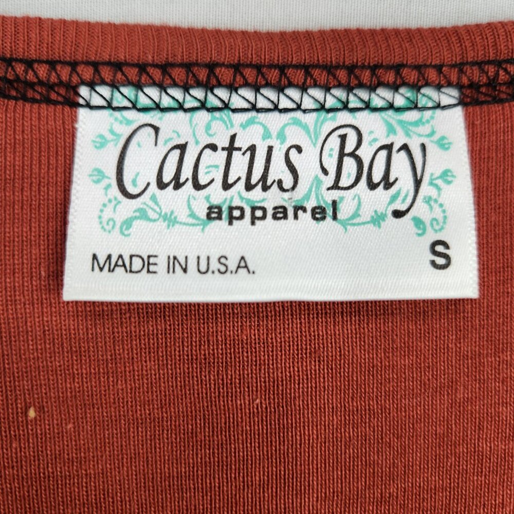 Cactus Bay Western 3/4 Sleeve Top Womens M Brown Moose Bear Bling Cowboy T Shirt - Picture 7 of 8